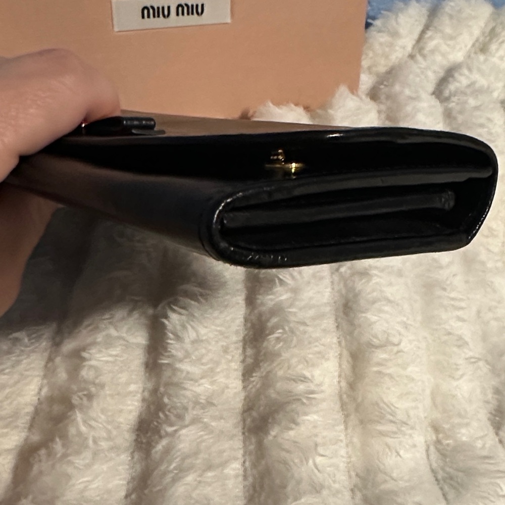 Miu Miu Black Leather Wallet with Gold Accent - Picture 10 of 10